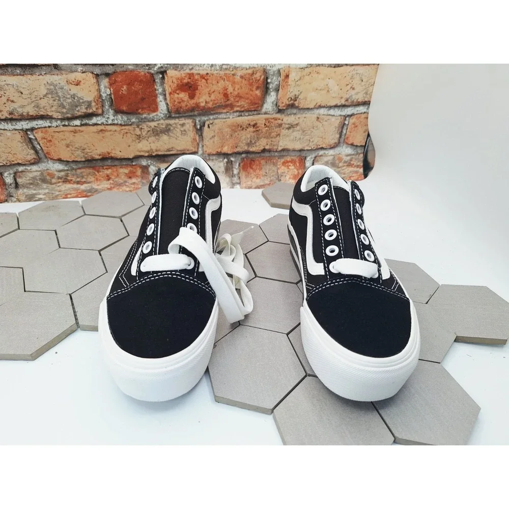 Vans Old Skool Stackform Smarten Up Black White Platform Sneakers Women Sz 5.5